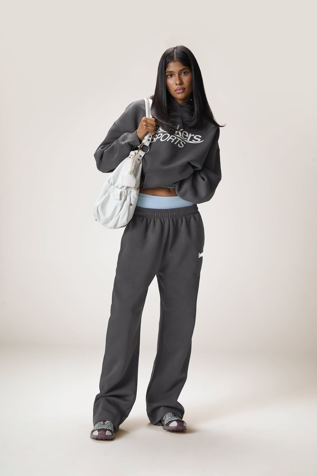 Pantalon de jogging large de sport gris anthracite