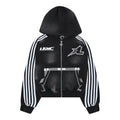 Zip Hoodie Striped - Black