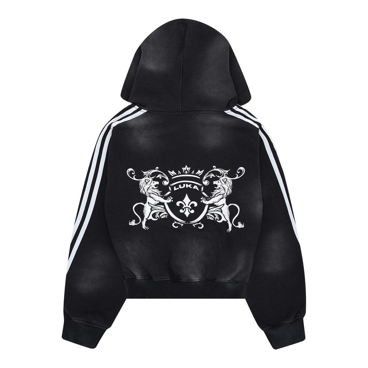 Zip Hoodie Striped - Black