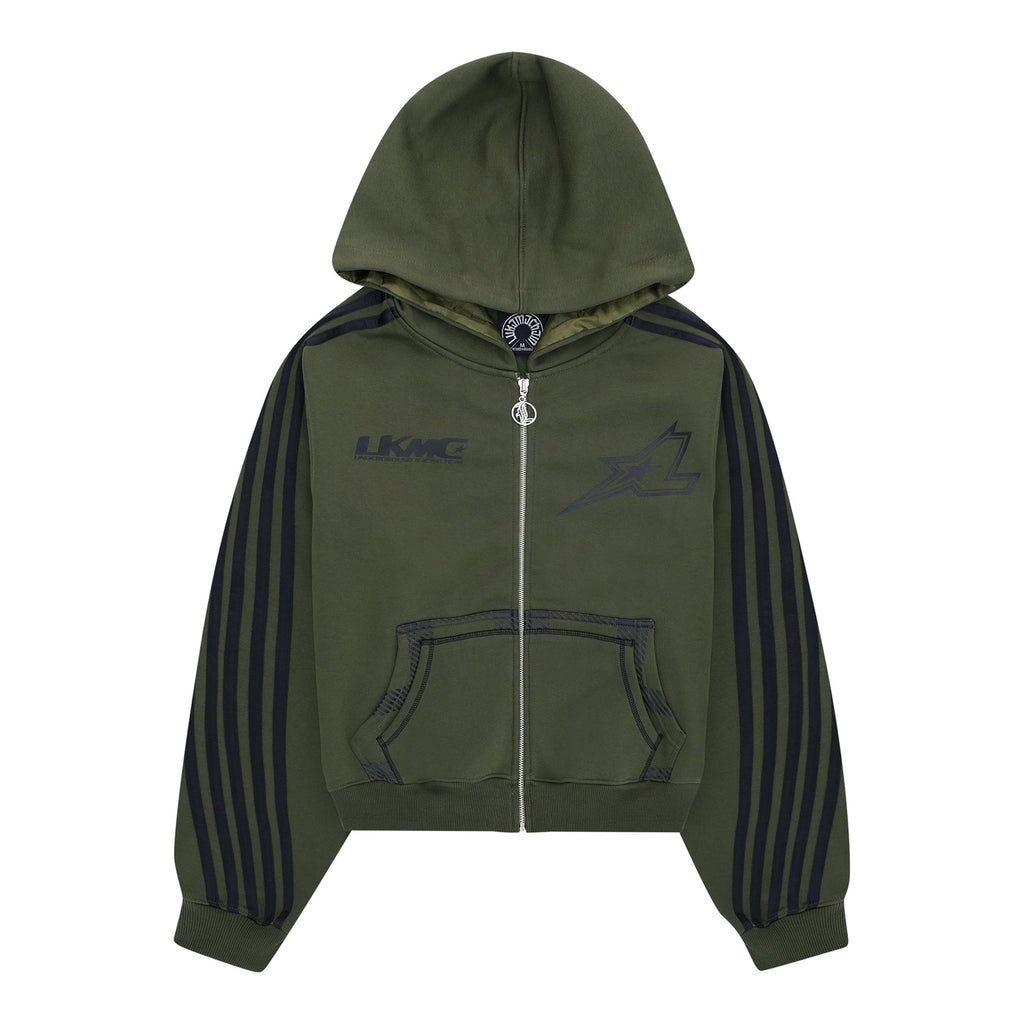 Zip Hoodie Striped - Army Green