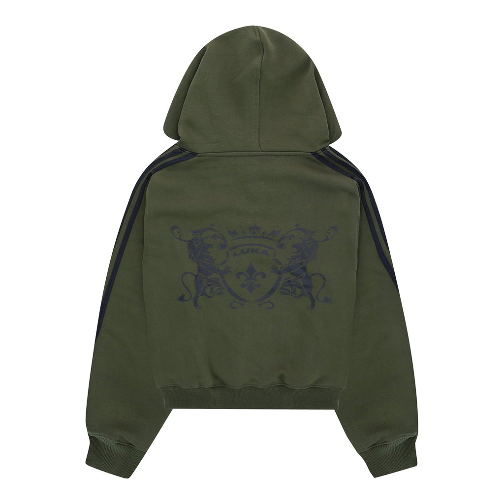 Zip Hoodie Striped - Army Green