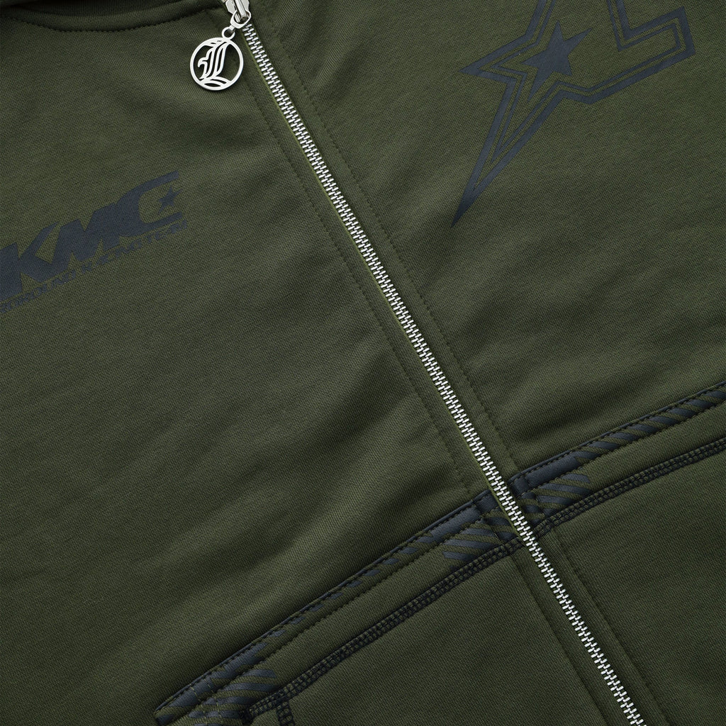 Zip Hoodie Striped - Army Green