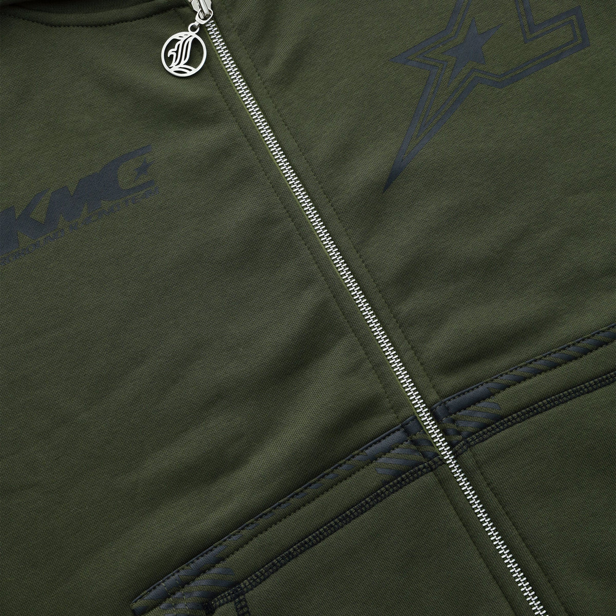 Zip Hoodie Striped - Army Green