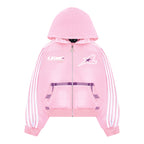 Hoodie met rits en strepen - roze