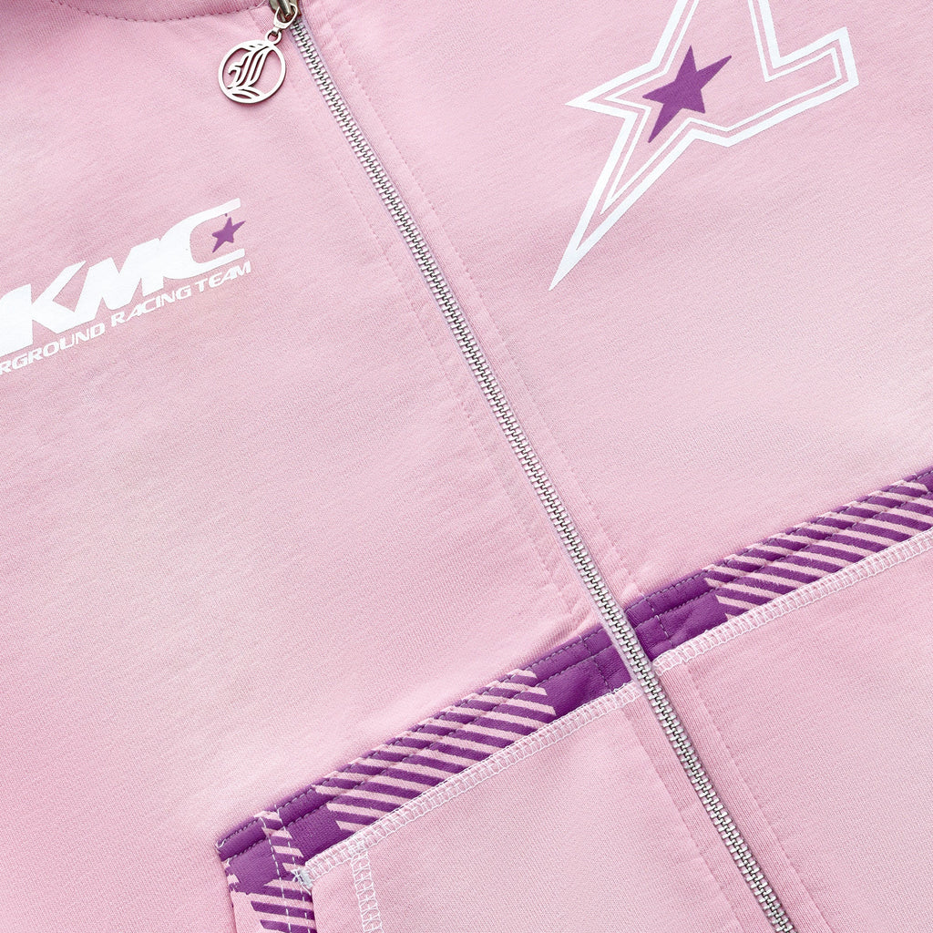 Zip Hoodie Striped - Pink