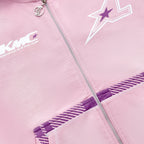 Hoodie met rits en strepen - roze