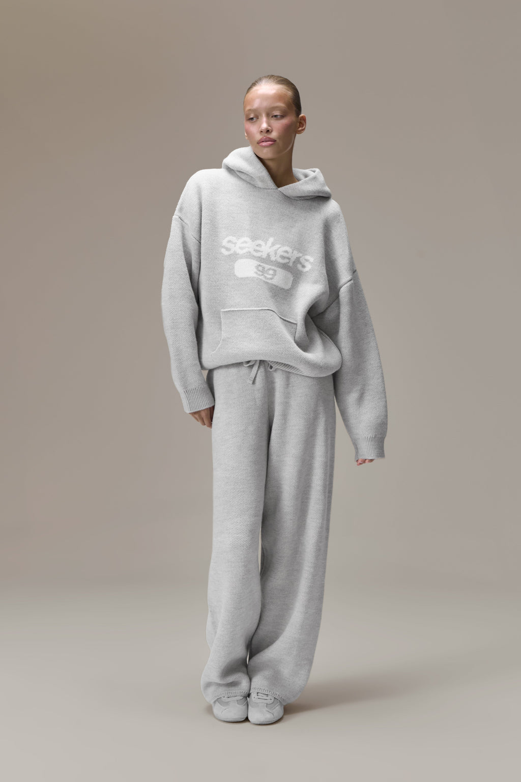 99 Knit Hoodie in Soft Grey