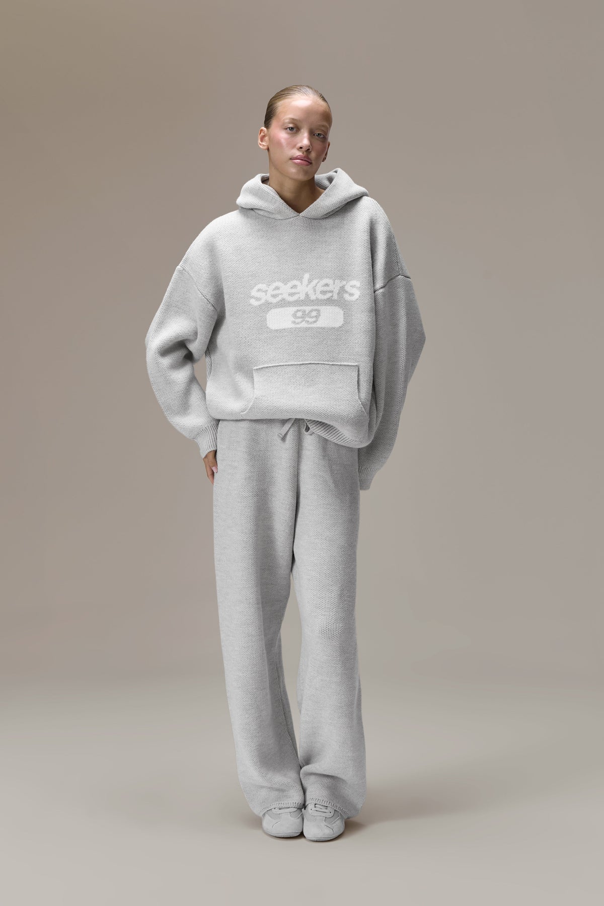 99 Knit Hoodie in Soft Grey