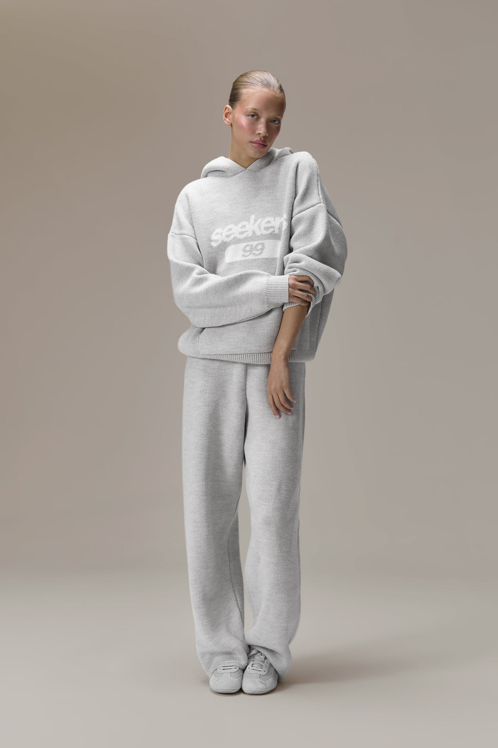 99 Knit Hoodie in Soft Grey