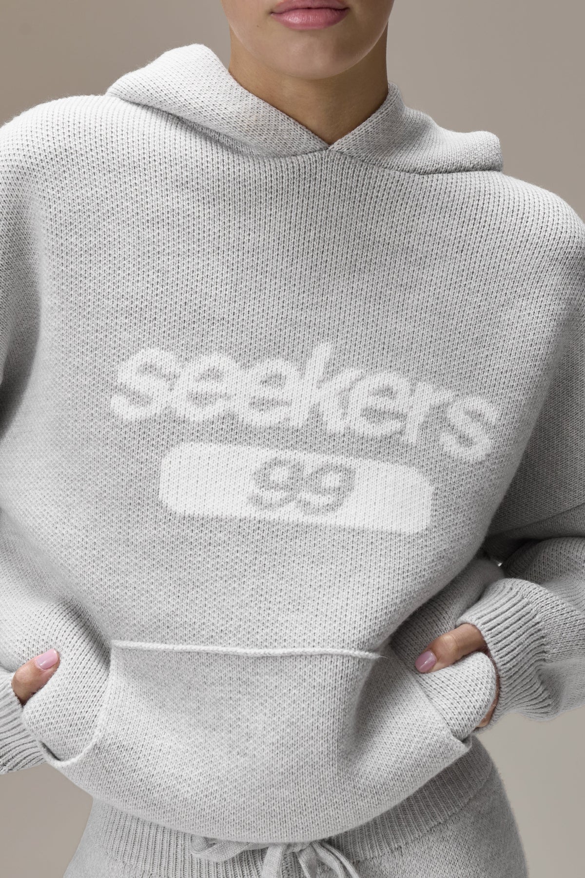 99 Knit Hoodie in Soft Grey