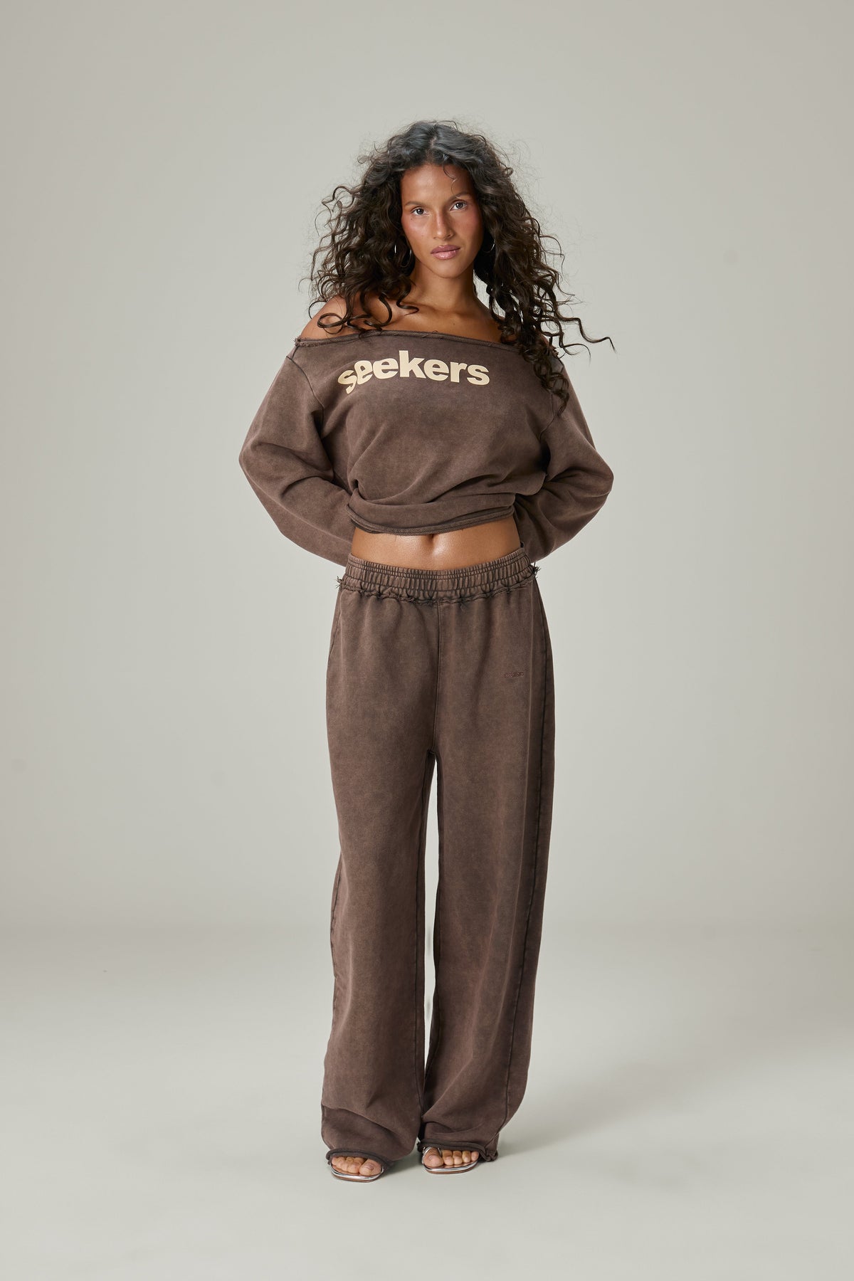 Pantalon de survêtement large Slouch marron