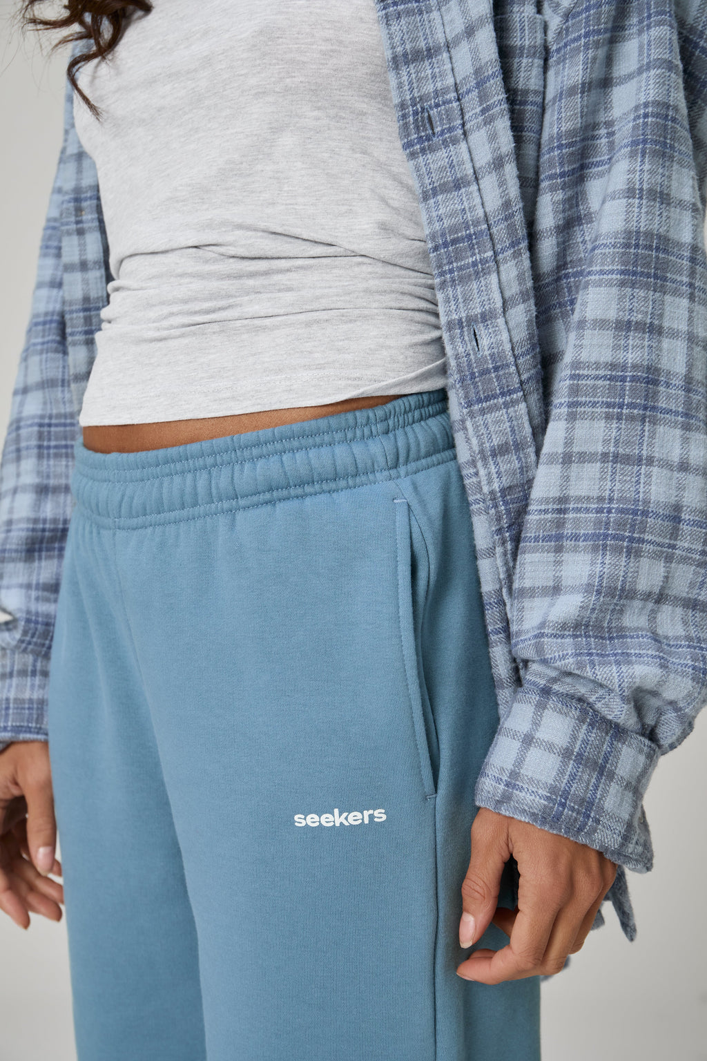 Pantaloni della tuta classici a gamba larga color blu medio