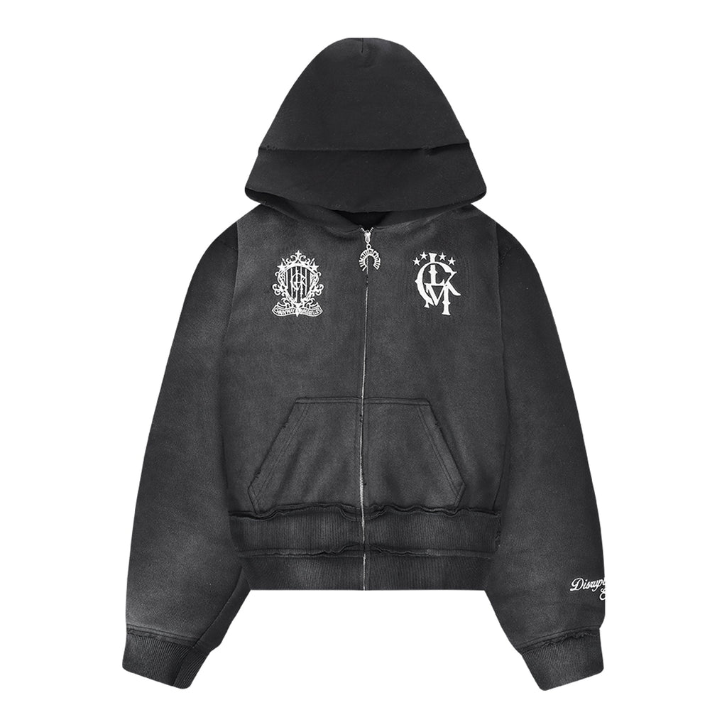 Sweat à capuche zippé effet usé 2.0 - Gris foncé