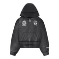 Sweat à capuche zippé effet usé 2.0 - Gris foncé