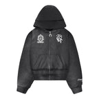 Sweat à capuche zippé effet usé 2.0 - Gris foncé