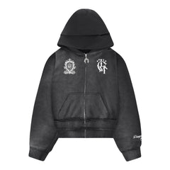 Distressed Zip-Hoodie 2.0 – Dunkelgrau