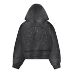 Sweat à capuche zippé effet usé 2.0 - Gris foncé