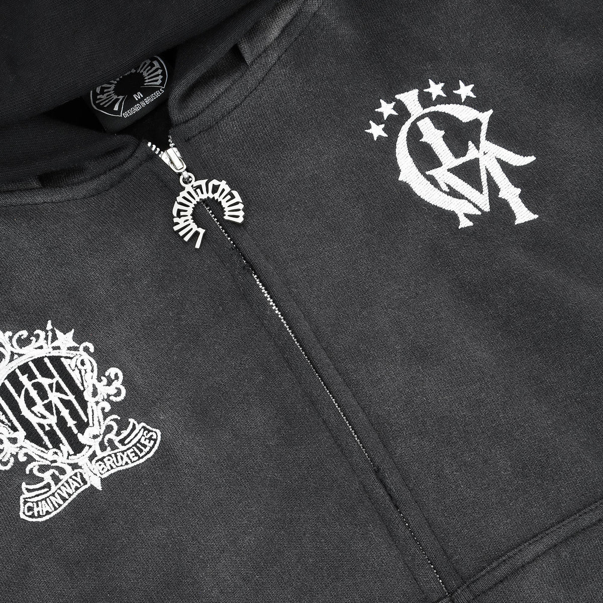 Sweat à capuche zippé effet usé 2.0 - Gris foncé