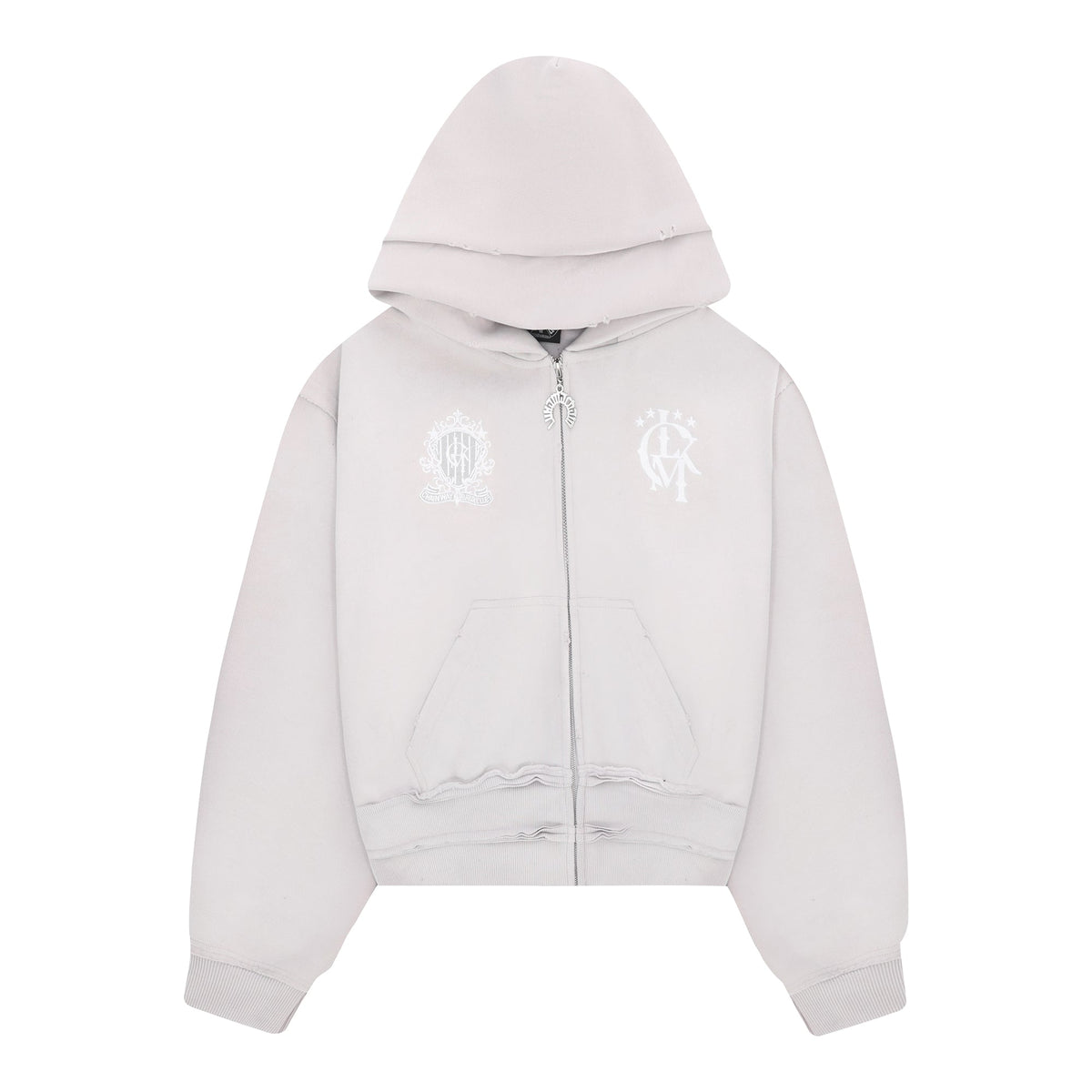 Distressed Zip Hoodie 2.0 - Light Gray