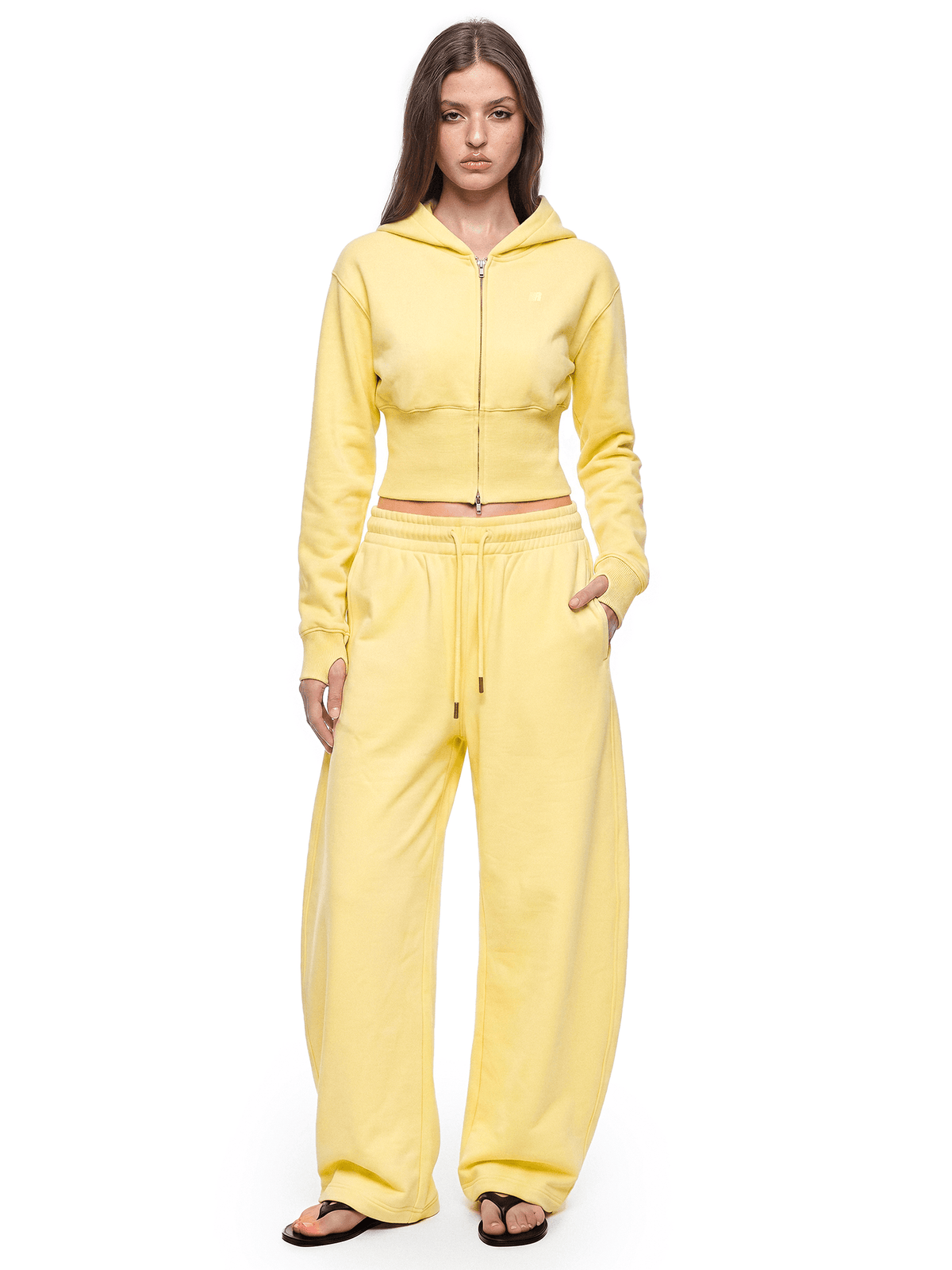 Cropped hoodie met rits en sculptuurmodel