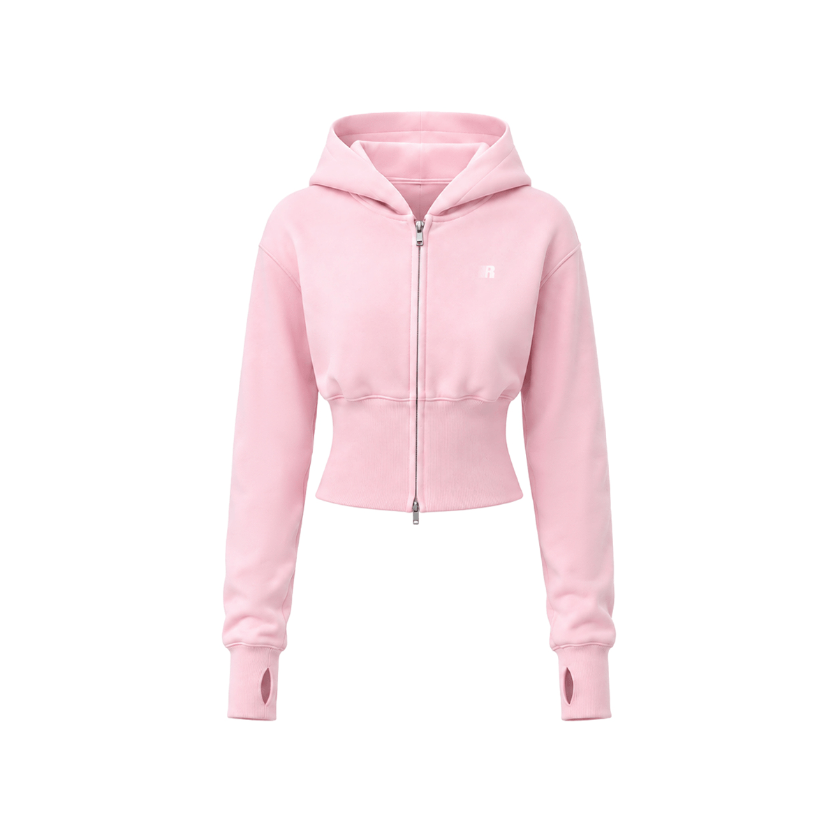 Cropped hoodie met rits en sculptuurmodel