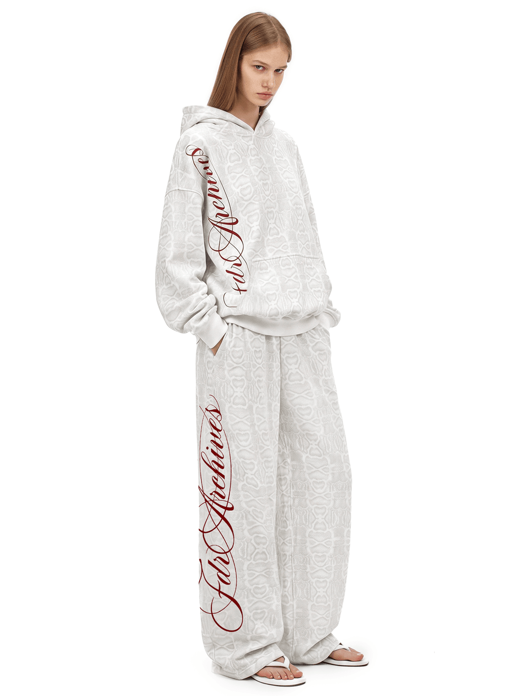 Sweat à capuche oversize à motif peau de serpent Script