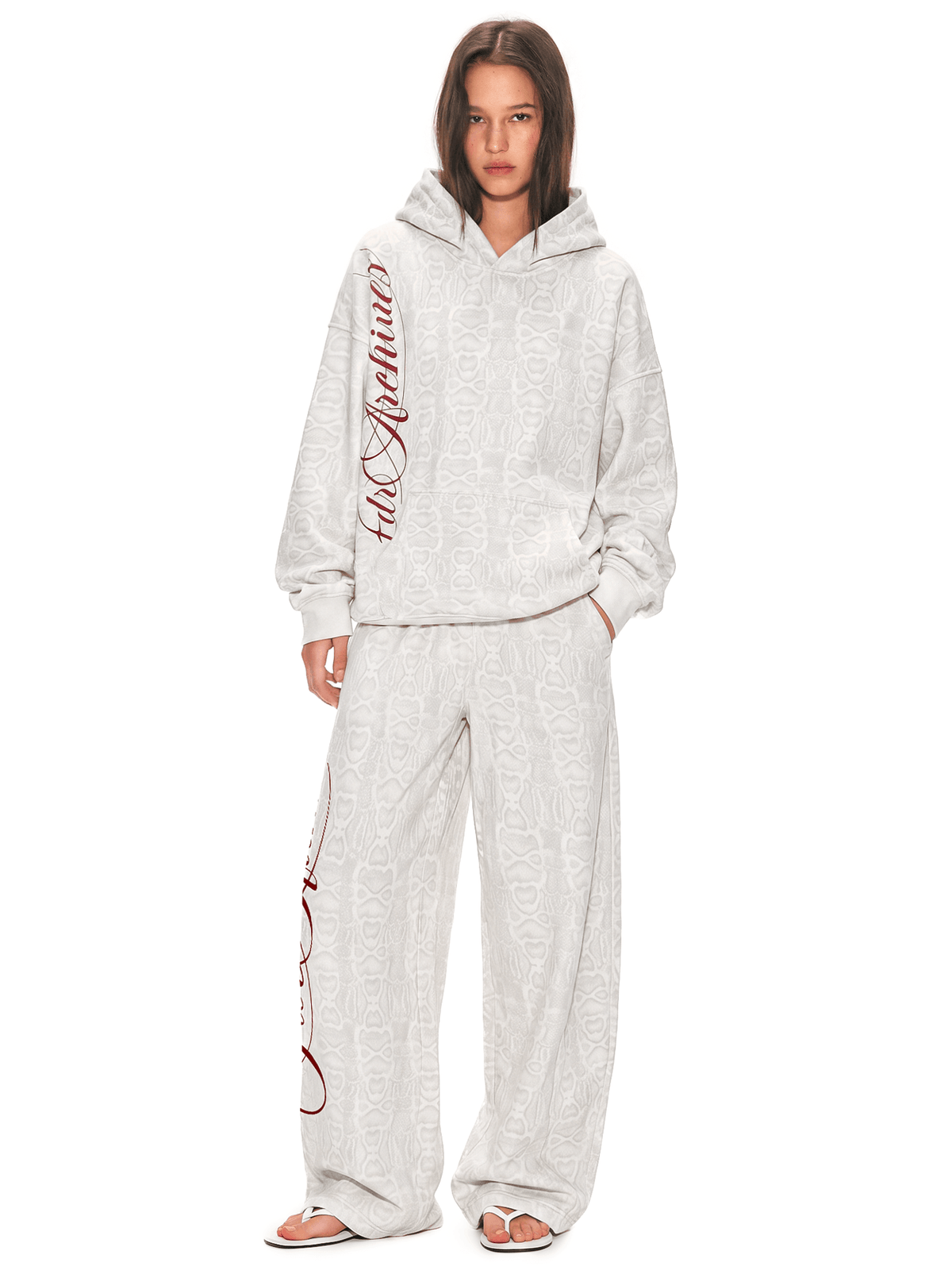 Oversized hoodie met Script-slangenprint