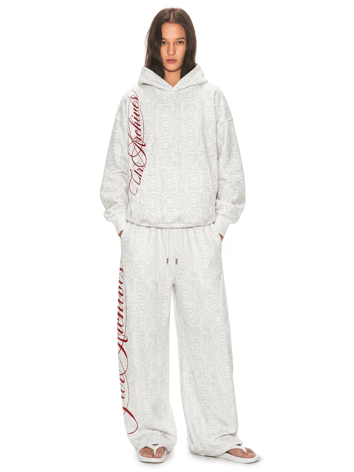 Oversized hoodie met Script-slangenprint