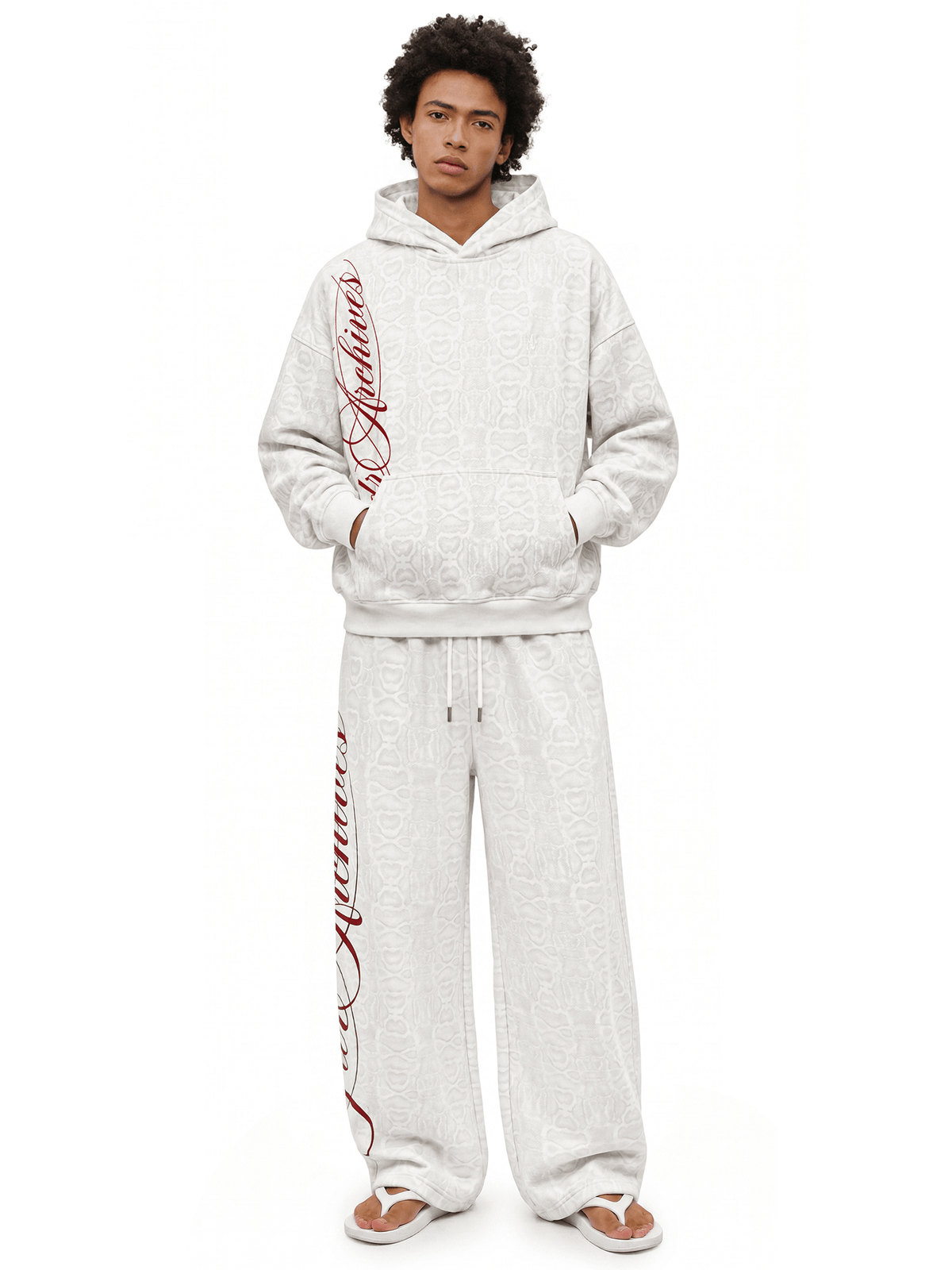 Oversized hoodie met Script-slangenprint