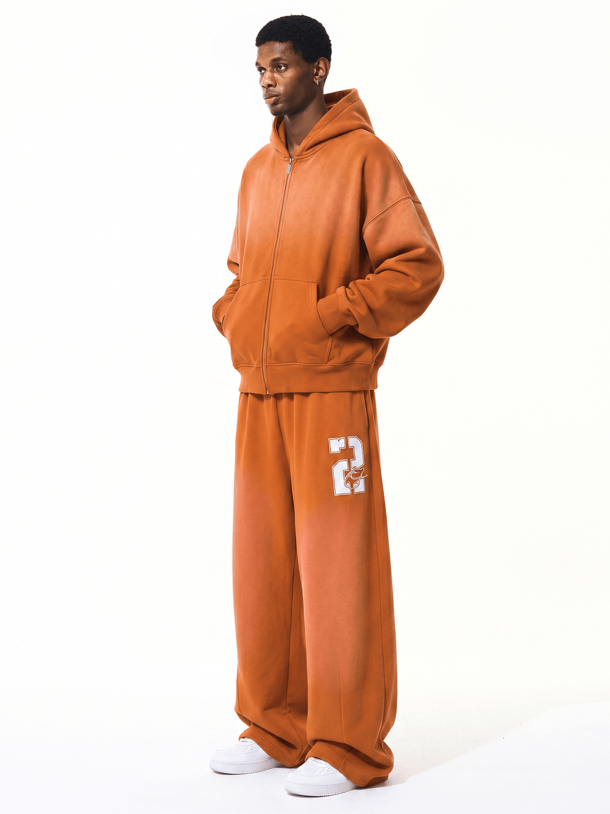 Sweat à capuche zippé délavé