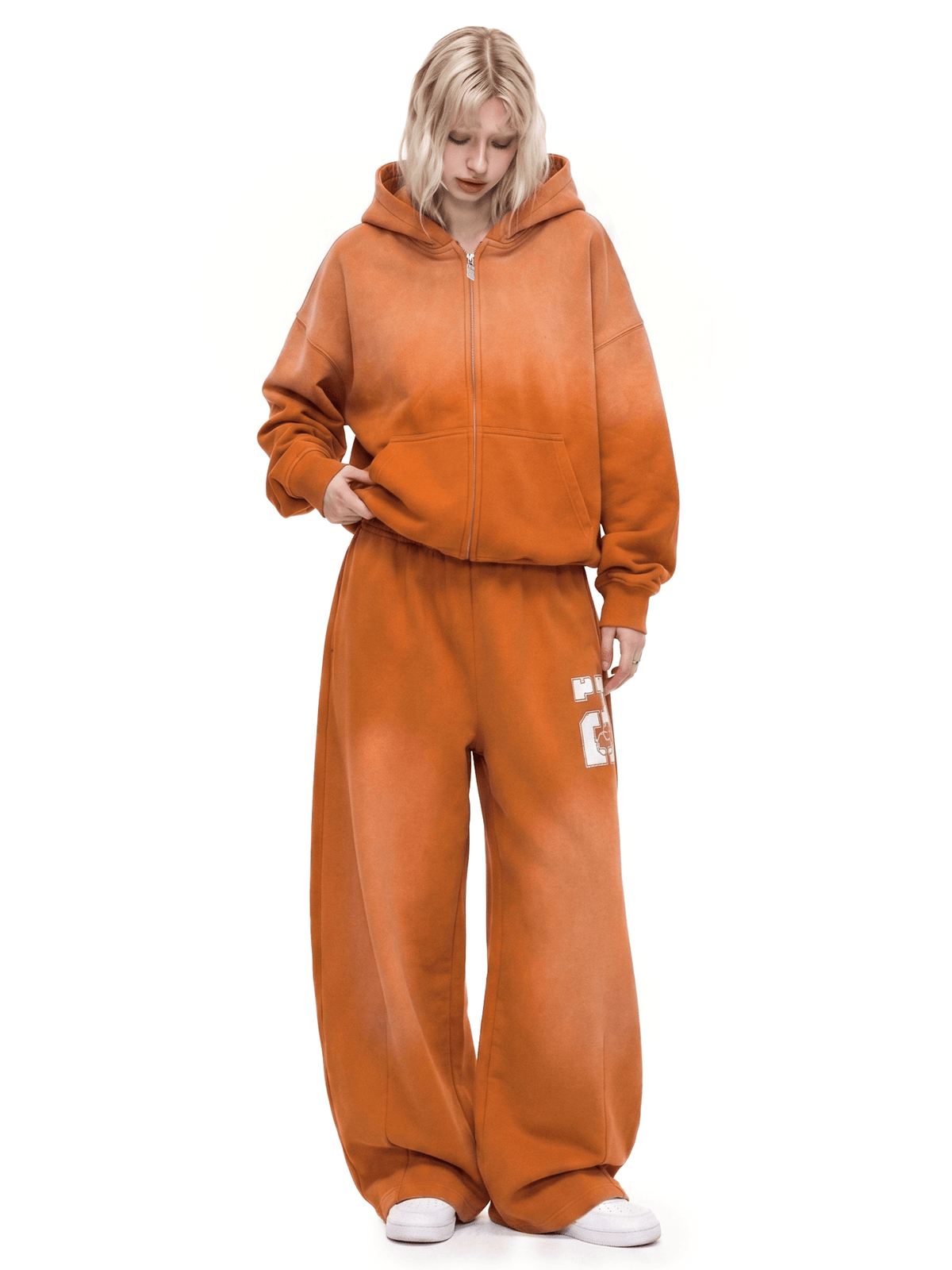 Sweat à capuche zippé délavé