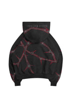 THORN RHINESTONE ZIP HOODIE BLACK AND RED