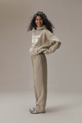Classic Wide Leg Sweatpants in Beige