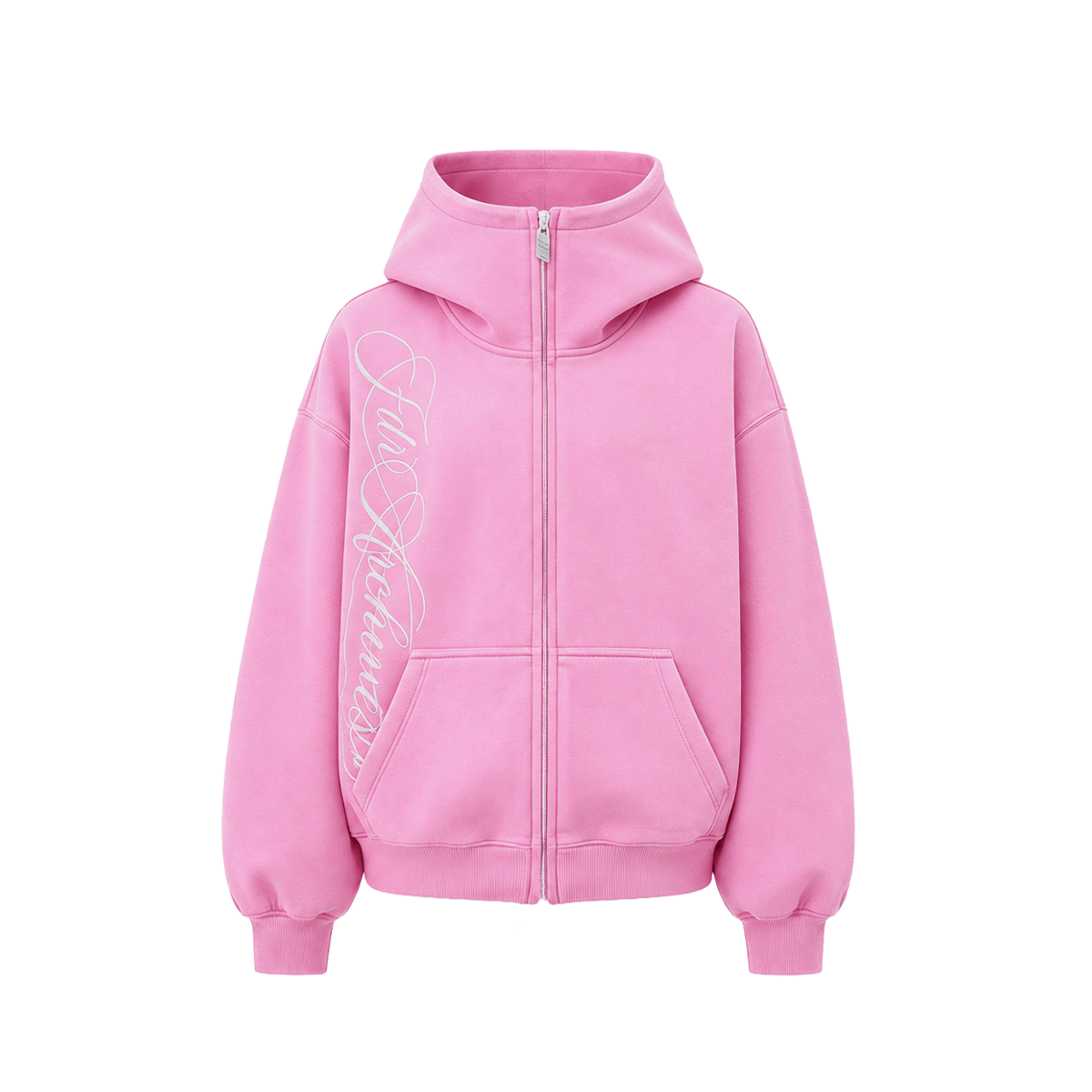 Hoodie met gewassen borduursel en rits