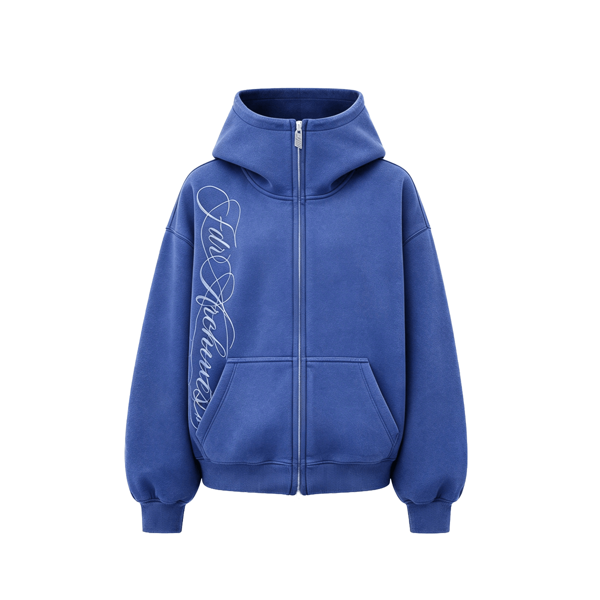 Hoodie met gewassen borduursel en rits