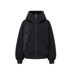 Sweat à capuche zippé à broderie délavée