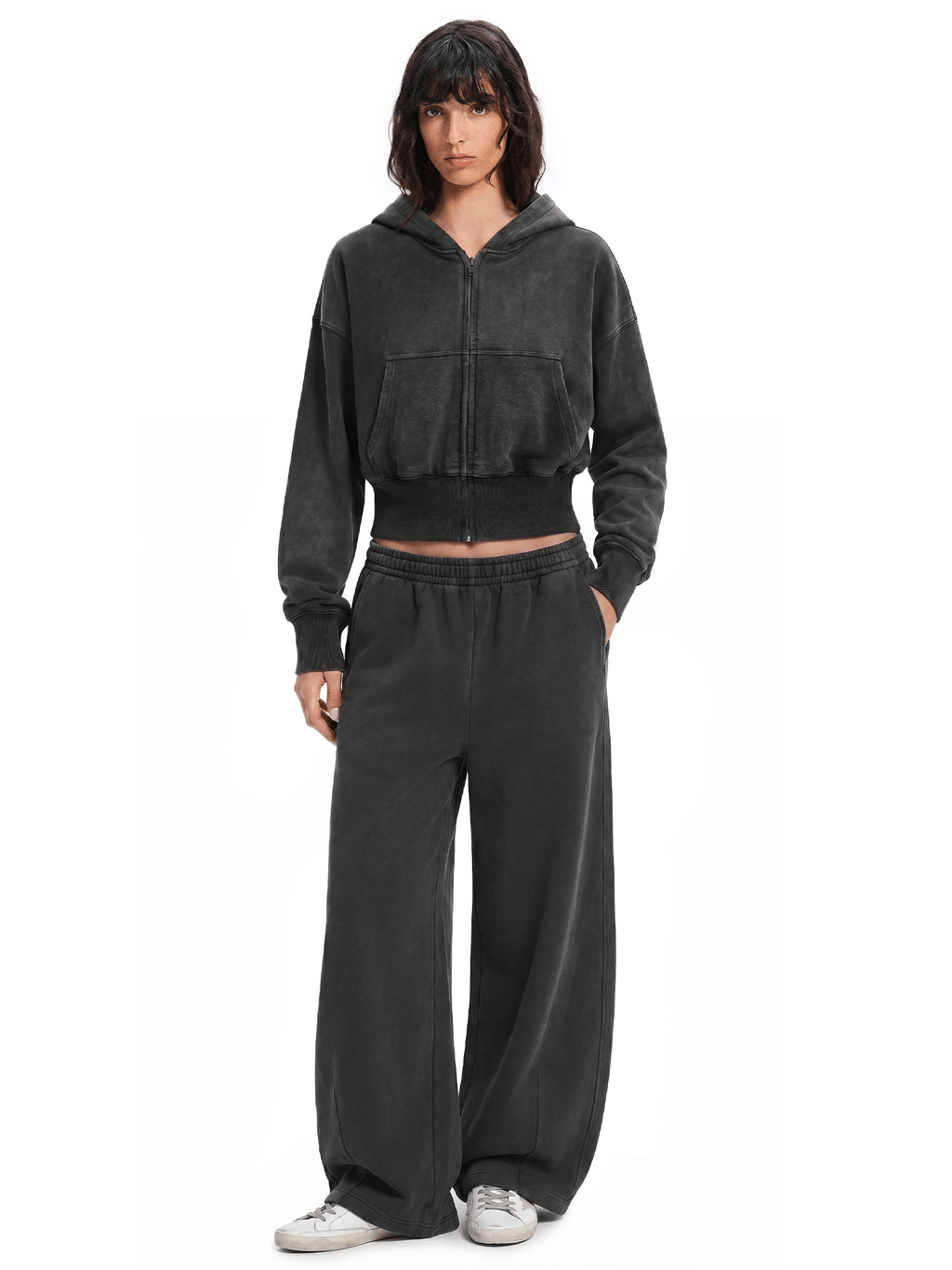 Washed Graphic Crop Hoodie