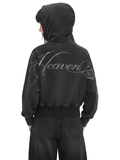 Washed Graphic Crop Hoodie