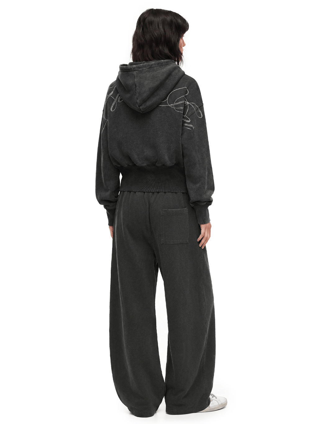 Washed Graphic Crop Hoodie