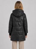 Manteau long matelassé à capuche pour femme