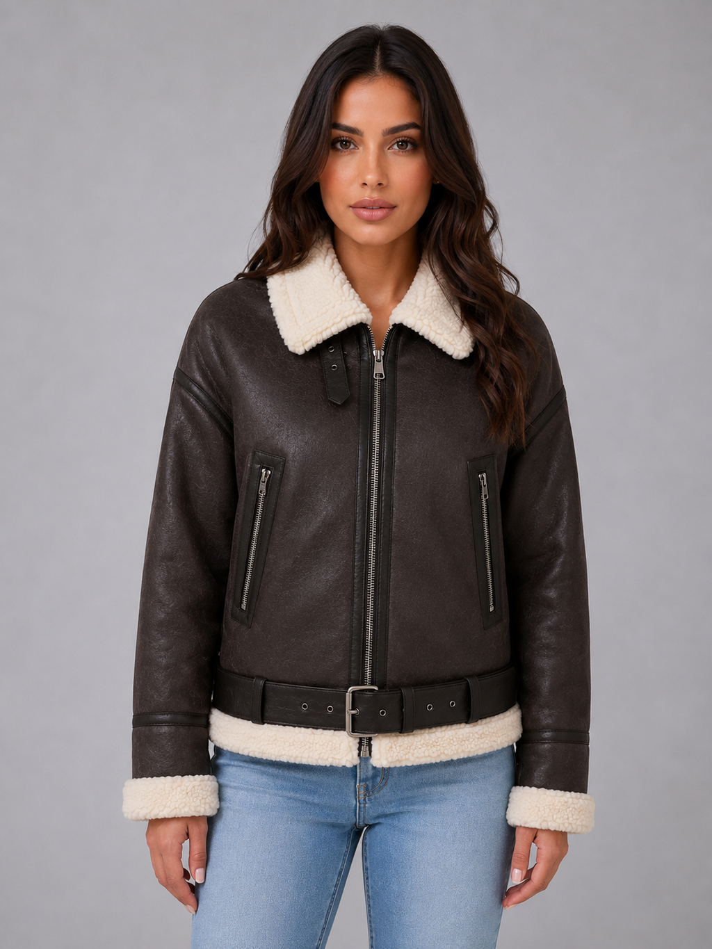 Giacca aviator da donna in ecocamoscio