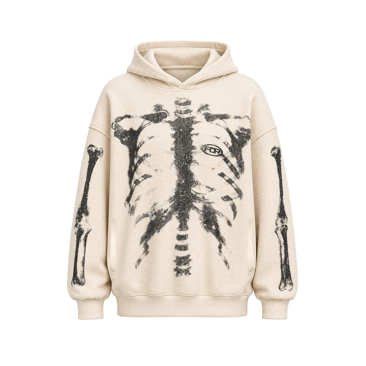 Wafelhoodie met X-Ray-skeletprint
