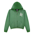Sweat à capuche zippé effet usé vert (édition limitée)