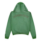 Sweat à capuche zippé effet usé vert (édition limitée)