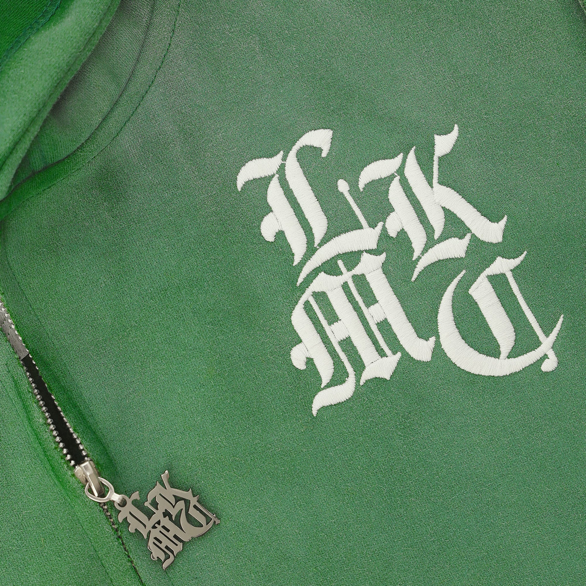Hoodie met rits en distressed-look Groen (gelimiteerde editie)