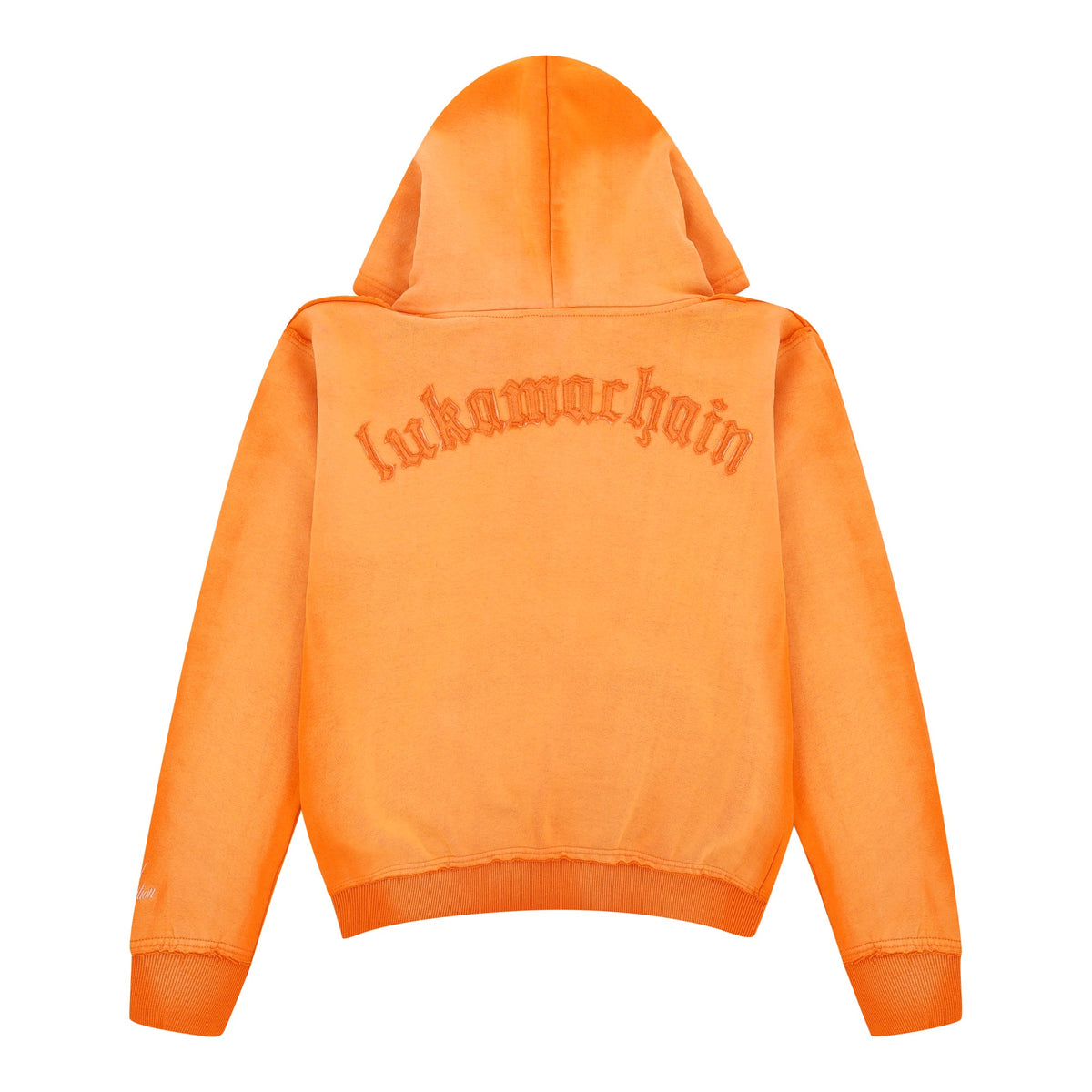 Hoodie met rits en distressed-look Oranje (gelimiteerde editie)