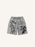 Shorts mit Used-Look, Palmen- und Grafik-Print sowie Kordelzug in der Taille