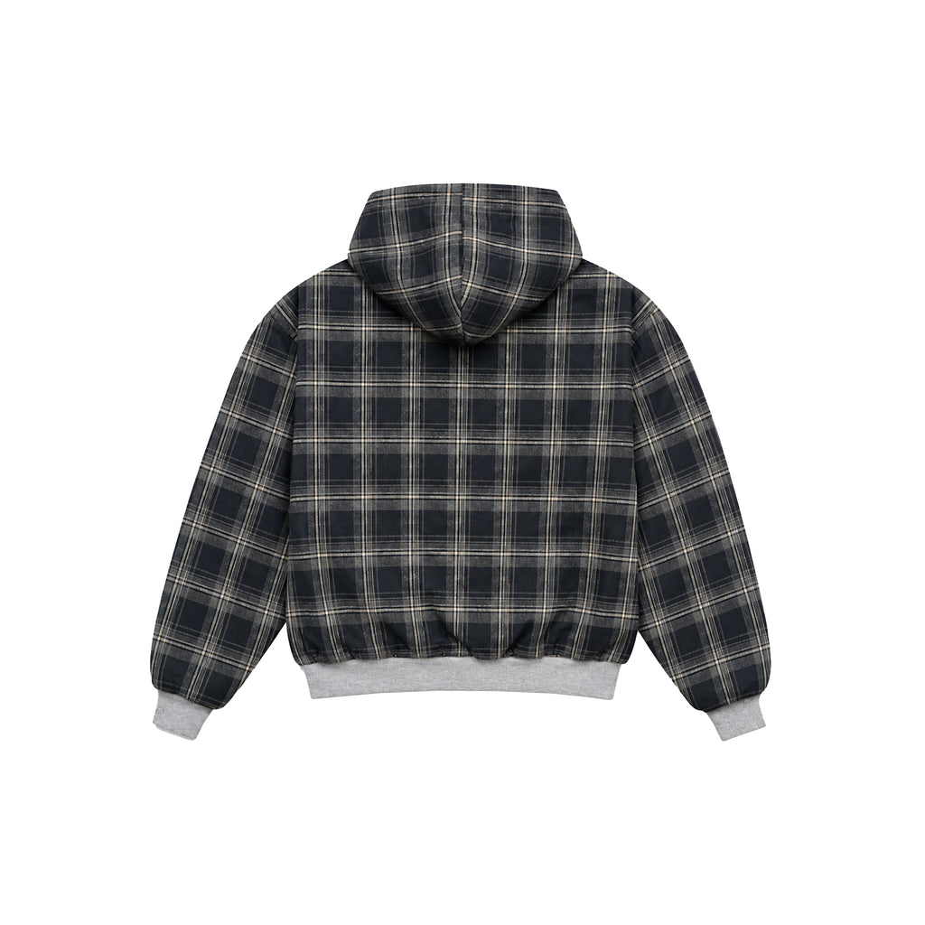 Sweat à capuche zippé réversible à carreaux V2 (Gris clair/Minuit)