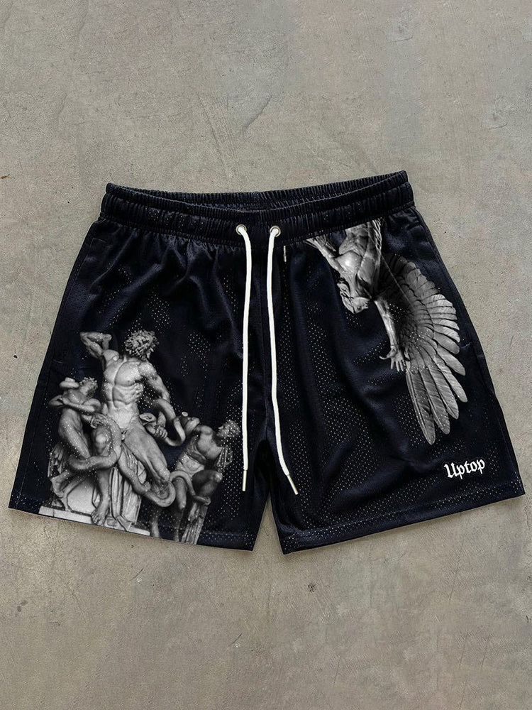 Shorts en maille imprimés à motif de statue littéraire