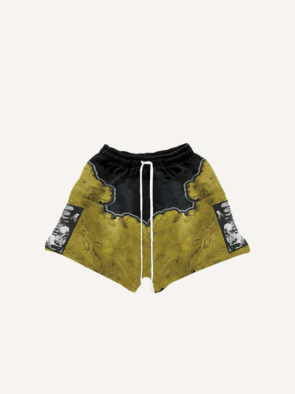 Colorblock Figure&Zombies&Graphic Faux Decal Print Drawstring Waist Shorts
